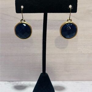 Elegant Gold and Blue Drop Earrings
